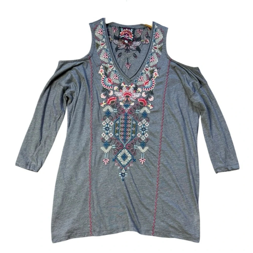Johnny Was Nindi Cold Shoulder Embroidered Tunic size M - Picture 3 of 11